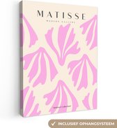 Canvas schilderij 30x40 cm - Wanddecoratie Roze - Matisse - Kunst - Patroon - Muurdecoratie woonkamer - Kamer decoratie modern - Abstracte schilderijen
