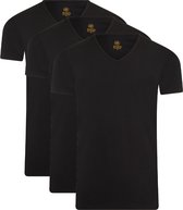 Mario Russo T-shirts - T-shirts Heren - Onder Shirts - Katoen - 3-pack - V-Hals - L - Zwart