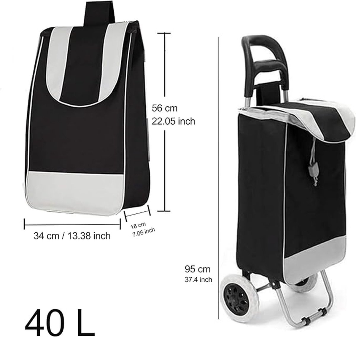 Boodschappentas - Boodschappenwagen 4 x 30 x 50 cm;