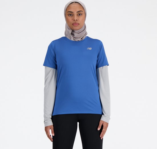 Chemise de sport à manches courtes New Balance pour femme - Blauw AGATE - Taille M