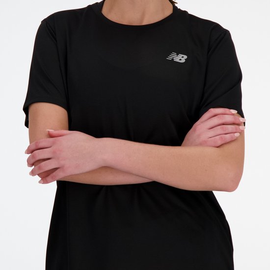 New Balance Short Sleeve Dames Sportshirt - Zwart - Maat L