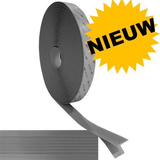 Foto: Zelfklevend veiligheid rubber antislipstrip breedte 30mm grijs 3 meter