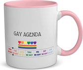 Akyol - pride cadeau mok - koffiemok - theemok - roze - Lgbt - lgbt pride - pride vlag - gay cadeau - gay pride accessoires - homo - lgbtq vlag - accessoires - koffie mok cadeau - mok met tekst - thee mok cadeau - 350 ML inhoud