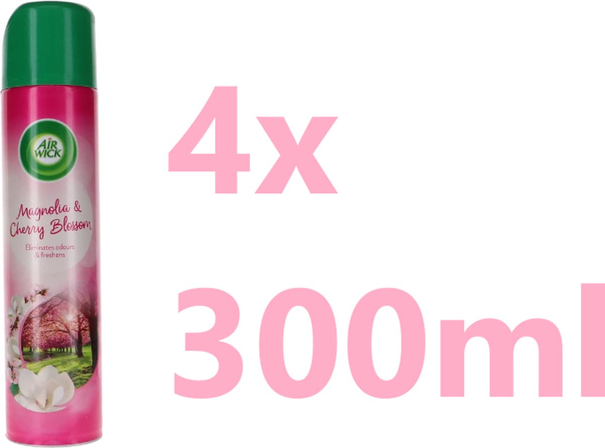 Voordeelverpakking 4 X Airwick Luchtverfrisser Spray 300 ml Magnolia & Cherry Blossom (6142)