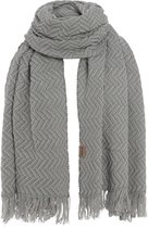 Knit Factory Soleil Sjaal Dames - Katoenen sjaal - Langwerpige sjaal - Grijze zomersjaal - Dames sjaal - Visgraat motief - Bright Grey/Licht Grijs - 200x90 cm - XXL Sjaal - 50% katoen/50% acryl