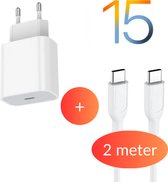 INFY - Chargeur rapide pour iPhone 15 - Adaptateur USB-C 20W avec câble USB-C vers USB-C de 2 mètres - iPhone 15 / pro / pro max - Universel