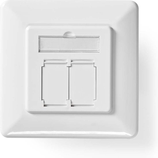 Boîtier mural Réseau Nedis | Intégré | 2 ports | CAT6 | droite | Femme | Plaqué or | PVC | Blanc | Boîte