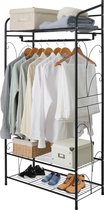 Kleerrek van metaal, multifunctionele kledingkast met 1 kledingstang en 3 planken, kapstok voor slaapkamer, kleedkamer, 79 x 36 x 161 cm