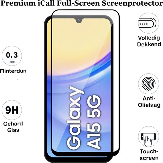 Coque adaptée pour Samsung Galaxy A15 - Protecteur d'écran Couverture Complète Glas & Appareil Photo - Coque Arrière Mat Rose