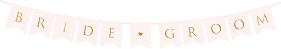 Partydeco - Letterslinger Bride Groom - licht roze