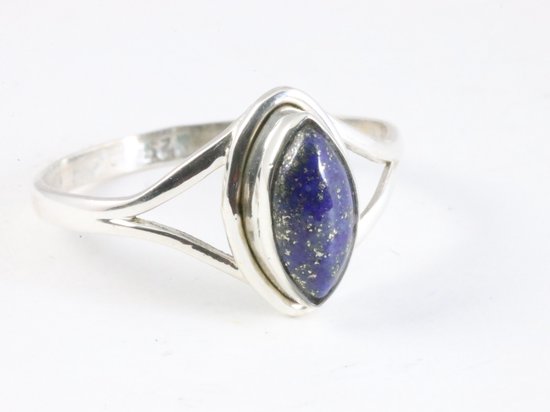 Fijne zilveren ring met lapis lazuli - maat 20