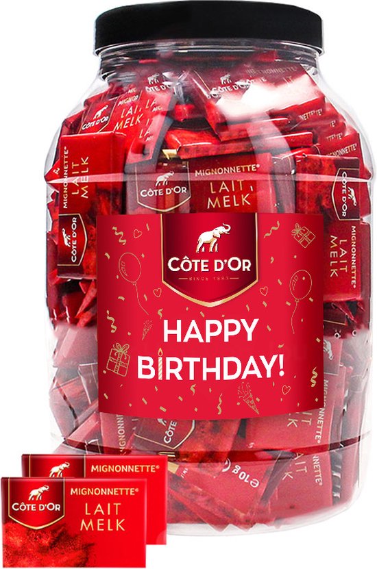 Côte d'Or Mignonnette Melk chocolade met opschrift "Happy Birthday" - chocolade verjaardagscadeau - melkchocolade - 1400g