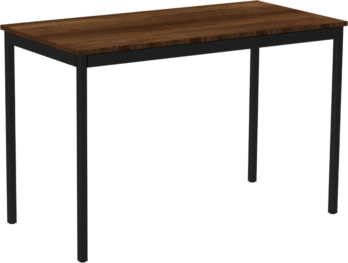 Eettafel - Kantinetafel 120 x 60 x 75 Computertafel Bureau Tafel Metaal kantine Zwart - Bruin -