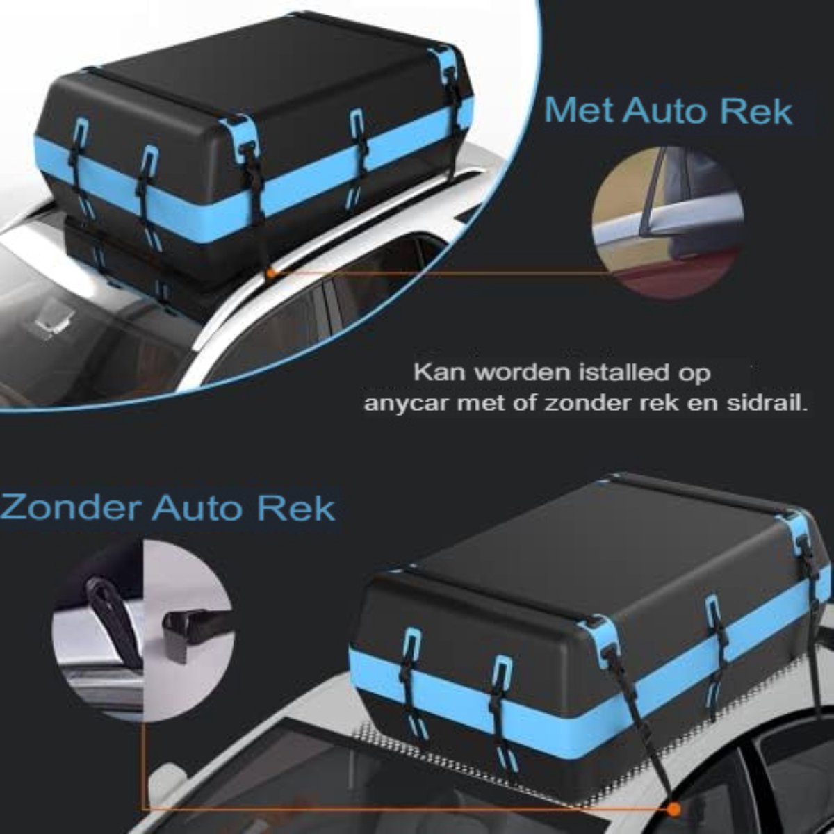 Devenirriche Autodakkoffer, 425 liter, opvouwbaar, waterdicht
