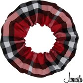 Jumalu scrunchie scottish stripes haarwokkel haarelastiekjes - red - 1 stuk