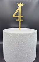 Taarttopper - Cijfer Large (17 cm) - vier - 4 - Taartdecoratie - Cake Topper - getal - voor leeftijd: 14 / 24 / 34 / 40 / 41 / 42 / 43 / 44 / 45 / 46 / 47 / 48 / 49 / 54 / 64 / 74 / 84 / 94
