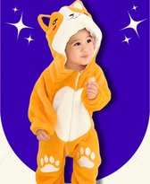 BoefieBoef Shiba Hond Dieren Onesie & Pyjama voor Peuters en Kleuters - Kinder Verkleedkleding - Dieren Kostuum Pak - Geel