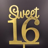 Taarttopper - Verjaardag - Sweet 16 - Goud - 16 jaar