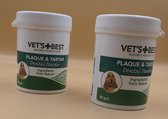 2 X vets+best tandpoeder voor honden tegen plaque en tartar 90 gr ingredienten uit de natuur , simpel over het eten strooien