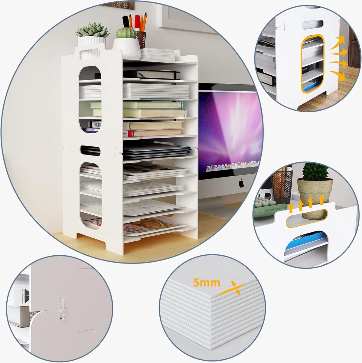 ThreeHio 5 Tier Document Brief Lade Papier Organizer File Organizer voor Bureau