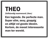 Theo betekenis Grappig Fotolijst met glas 30 x 40 cm - Cadeau - Man Vrouw - Kado - Grappige foto - Poster voor verjaardag - Canvas - Schilderij - incl ophangsysteem