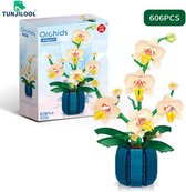 Homesell - TUNJILOOL Block Toys - compatible bricks - bloemen - Orchidee - bouwstenen - Perzik
