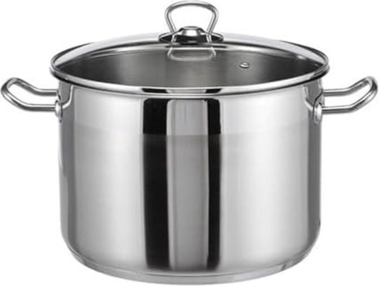 OUKANING 35 liter roestvrijstalen pan, grote soeppan, kookpan van roestvrij staal, universele pan, geschikt voor alle warmtebronnen