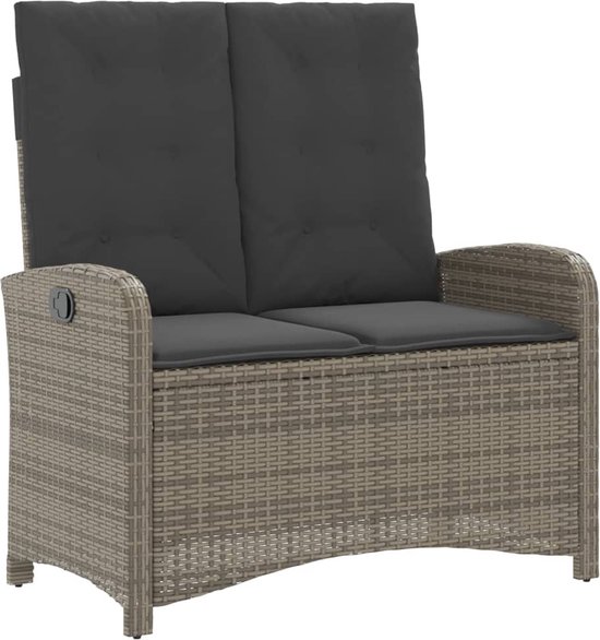 vidaXL Tuinmiddenbank met kussens poly rattan grijs, middenzitting, midden bank, midden zitplaats in de tuin, midden zitplaats, midden stoel, tuinbank