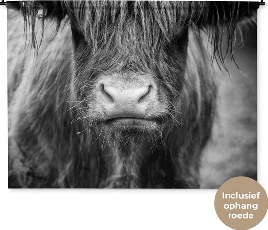 Tapisserie - Tapisserie - Highlander écossais - Vache - Zwart - Wit - Animaux - 180x135 cm - Tapisserie