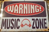 Metalen Wandplaat 20 x 15 cm - Warning Music Zone