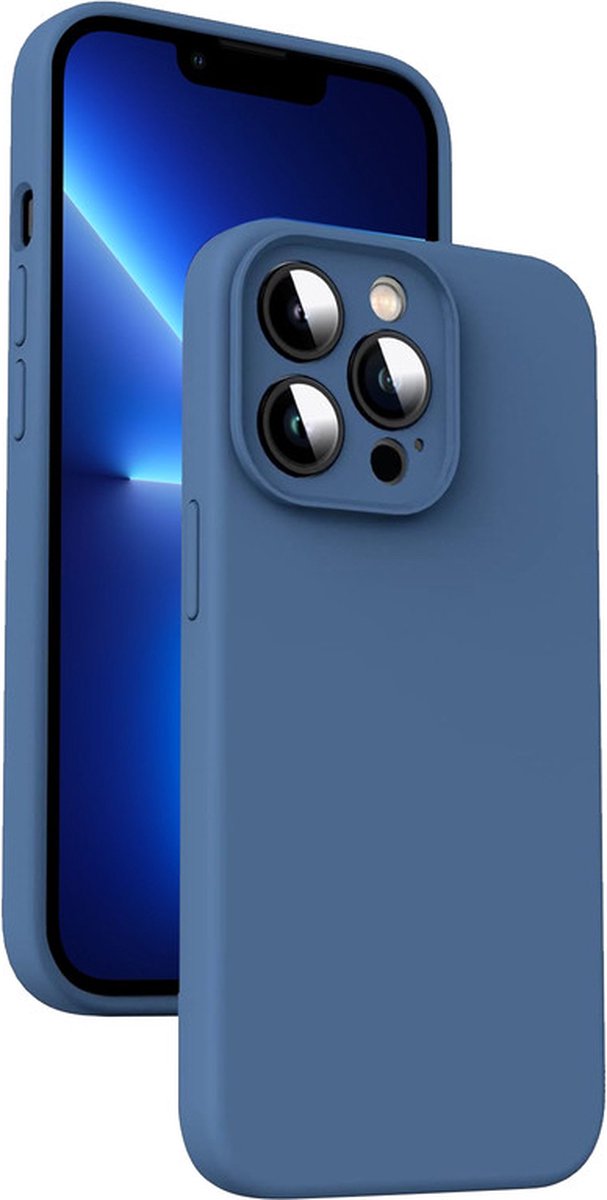 iPhone 13 Hoesje - Liquid Case Siliconen Cover - Geschikt voor Magsafe - Blauw - Provium