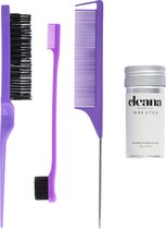 Cleana Essentials Purple Set - Wax Stick inclusief Paarse Kammen en Borstels - Haar Wax Stick - Haar Gel Stick