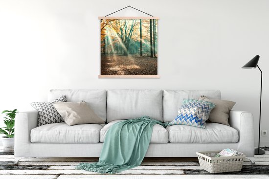 Porte-affiche avec affiche - Affiche scolaire - Forêt d'automne aux Nederland - 120x120 cm - Lattes vierges