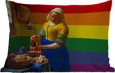 Buitenkussens - Tuin - Melkmeisje - Vermeer - Pride vlag - 50x30 cm