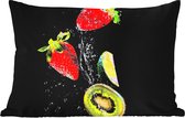 Coussins d'extérieur - Jardin - Fruits - Water - Zwart - Nature morte Fraise - Kiwi - 50x30 cm