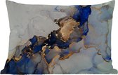 Buitenkussens - Tuin - Marmer - Blauw - Goud - 50x30 cm