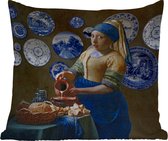 Buitenkussen - Melkmeisje - Meisje met de parel - Vermeer - 45x45 cm - Weerbestendig