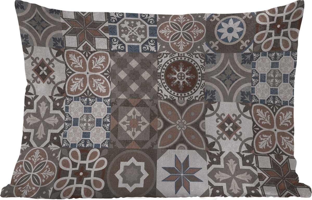 Buitenkussens - Bloemen - Figuren - Bruin - Design - 60x40 cm - Weerbestendig