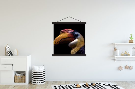 Porte-affiche avec affiche - Affiche scolaire - Vogel - Bec - Zwart - 90x90 cm - Lattes noires