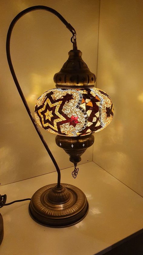 Oosterse Glans - Handgemaakte Mozaïeklamp - Zwaan lamp 60cm - Oranje