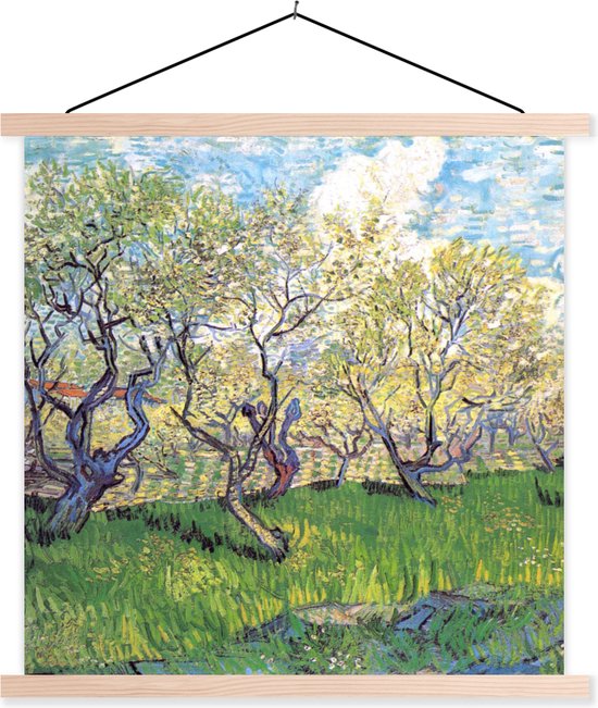 Affiche scolaire - Verger avec pruniers fleuris - Vincent van Gogh - 40x40 cm - Lattes vierges