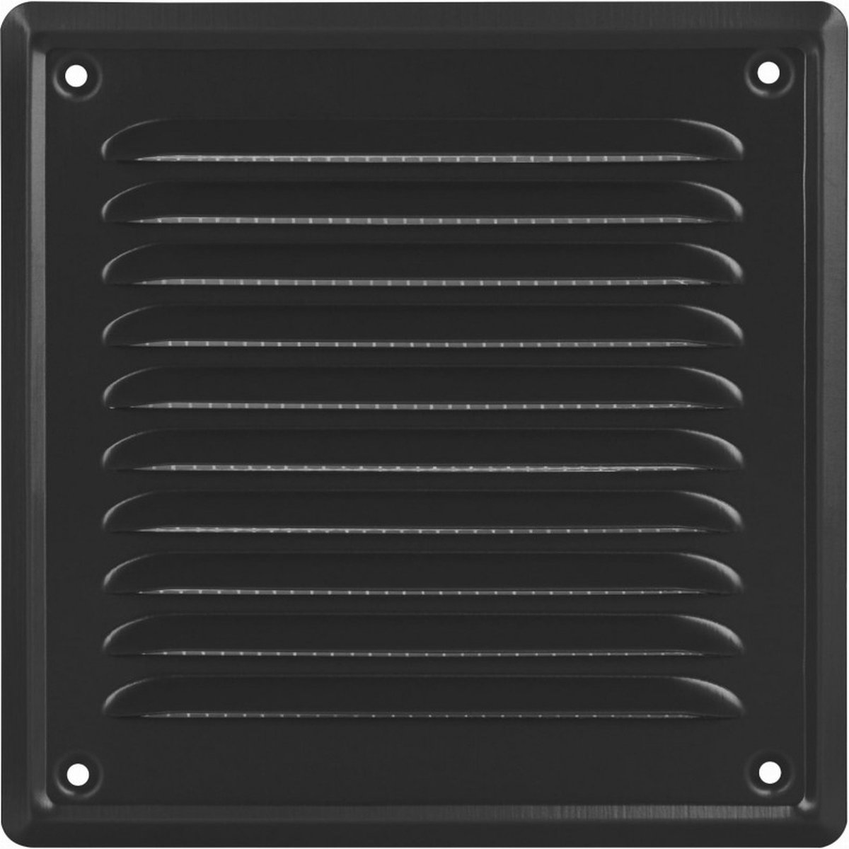 Ventilatierooster Zwart - Vierkant Luchtrooster - Ventilatie Rooster - Schoepenrooster - 16,5 x 16,5 cm Buitenzijde - incl. Gaas