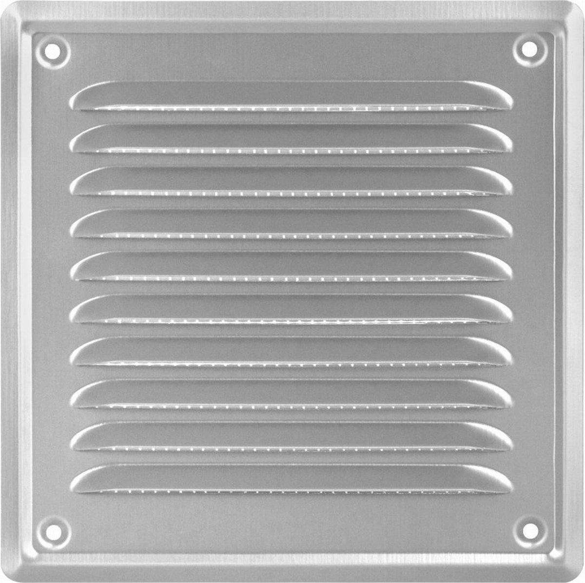 Ventilatierooster RVS - Vierkant Luchtrooster - Ventilatie Rooster - Schoepenrooster - 16,5 x 16,5 cm Buitenzijde - incl. Gaas