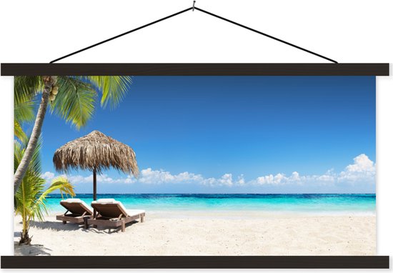 Affiche scolaire - Plage - Parasol - Mer - 90x45 cm - Lattes noires