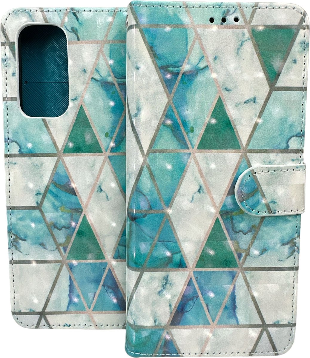 Portemonnee Book Case Hoesje Geschikt voor: Oppo A77 5G - Marmer Print