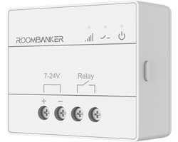 RoomBanker Relay RL1 – Ondersteunt meerdere bedieningsmethoden: bediening via fysieke knop / app-bediening / slimme scènebediening (bij alarm / bij bediening / bij fout / op schema) – Moet werken met RoomBanker PICO of Station hub.