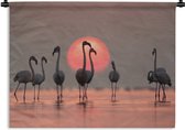 Tapisserie - Toile murale - Vogel - Flamingo - Coucher de soleil - Rose - 60x45 cm - Tapisserie