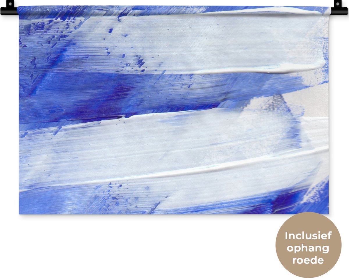 Wandkleed - Wanddoek - Verf - Design - Blauw - 60x40 cm - Wandtapijt