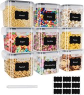 Boîte de rangement 9 × 0 L pour bocaux de cuisine hermétiques en plastique avec couvercle pour stocker les céréales, les pâtes, la farine et les aliments pour animaux