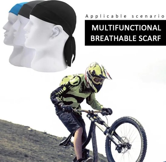 Sport Bandana I Hoofdband I Helm Muts Fiets Bandana I Ventilerend I UV Bescherming I Fietsmuts I Motormuts I Haarkapje Voor Helm I Zwart — afbeelding 3